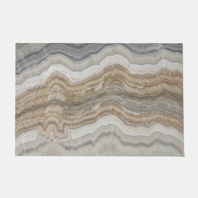 minimalist scandinavian granite brown grey marble doormat (Front)