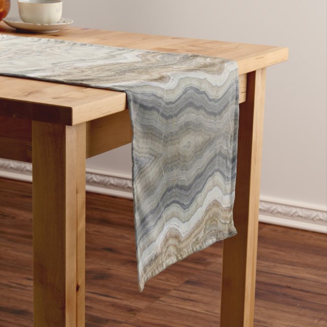 minimalist scandinavian granite brown grey marble medium table runner (In Situ)