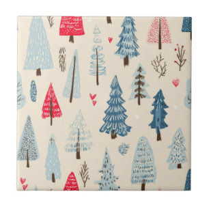 Minimalist Scandinavian Tree Forest Pattern Tile