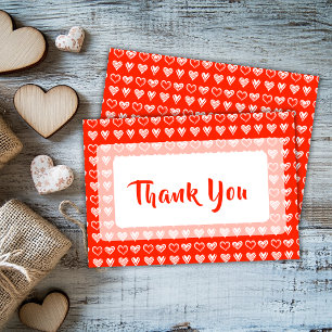 Minimalist Scarlet Chic Lace Hearts Thank You Card