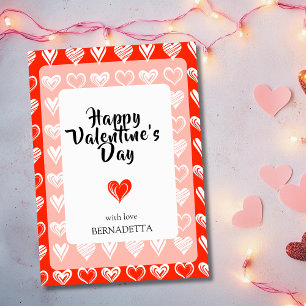 Minimalist Scarlet Chic Lace White Hearts Holiday Card