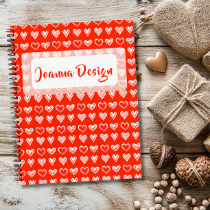 Minimalist Scarlet Chic Lace White Hearts Notebook