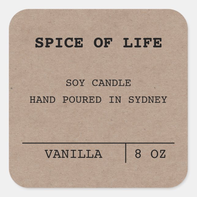 Minimalist Scented Soy Candle Kraft labels (Front)