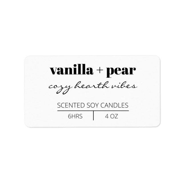 Minimalist Scented Soy Candle Labels (Front)