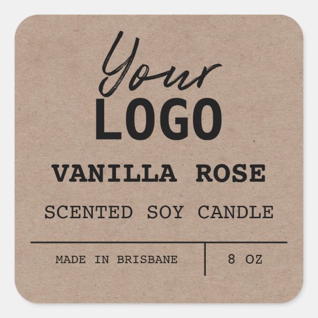 Minimalist Scented Soy Candle Logo Labels (Front)