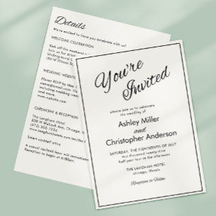 Minimalist Script All-in-One Wedding Invitation