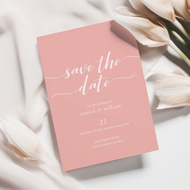 Minimalist Script Apricot Save the Date Invitation (Creator Uploaded)