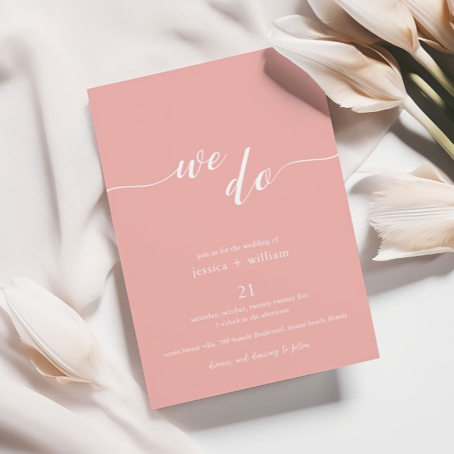 Minimalist Script Apricot We Do Wedding Invitation (Creator Uploaded)
