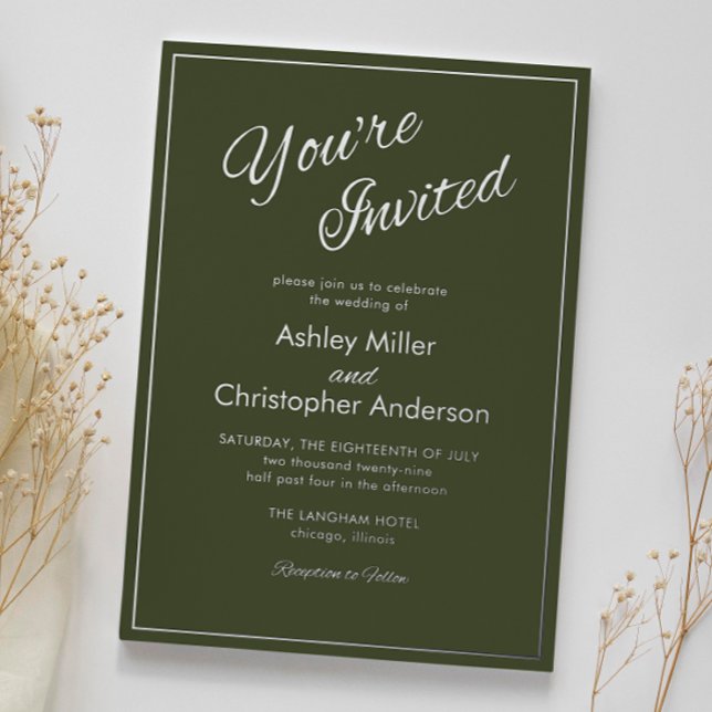 Minimalist Script Army Green Wedding (Creator Uploaded)