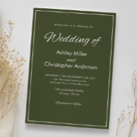 Minimalist Script Army Green Wedding