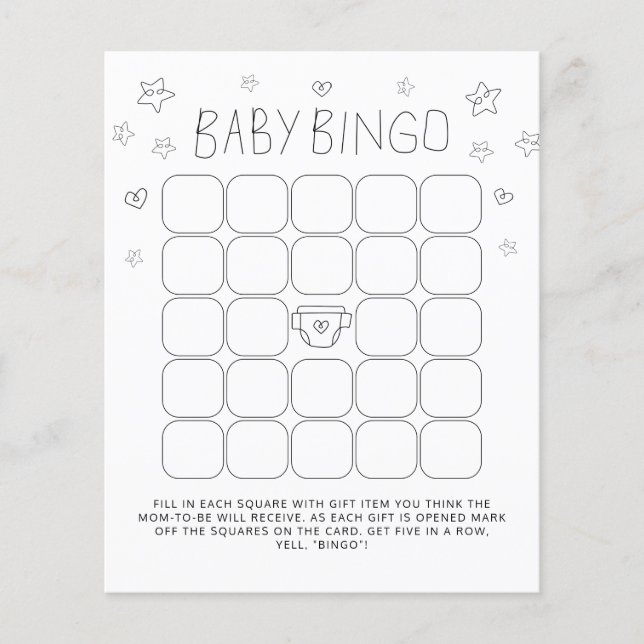 Minimalist Script Baby Bingo Baby Shower Game (Front)