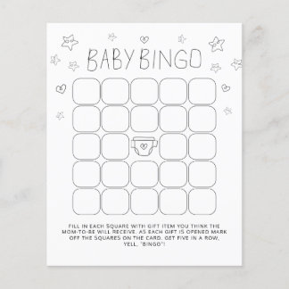 Minimalist Script Baby Bingo Baby Shower Game