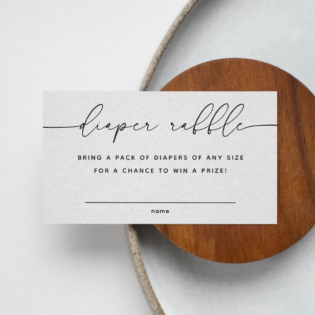 Minimalist script Baby Shower Diaper Raffle ticket Enclosure Card (Creator Uploaded)