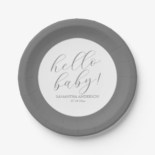 Minimalist Script Baby Shower Paper Plate