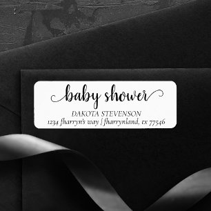 Minimalist Script Baby Shower Return Address