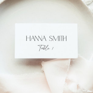 Minimalist Script Black and White Bridal Shower Place Card