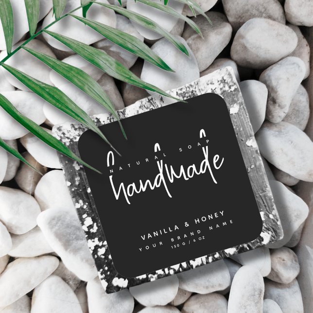 Minimalist script black handmade soap label  (Creator Uploaded)