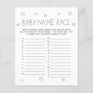 Minimalist Script Black Name Baby Shower Game