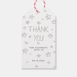 Minimalist Script Black Thank You Baby Shower  Gif Gift Tags