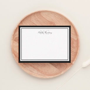 Minimalist Script Black Two Border Monogram Card