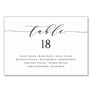 Minimalist Script Black Wedding Seating Plan Table Number