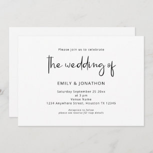 Minimalist Script Black White QR Code Wedding Invitation