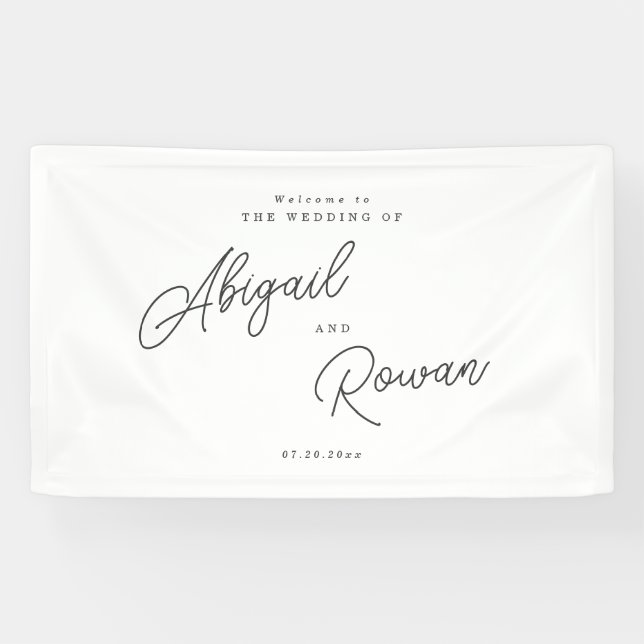 Minimalist Script Black White Wedding Welcome Banner (Horizontal)