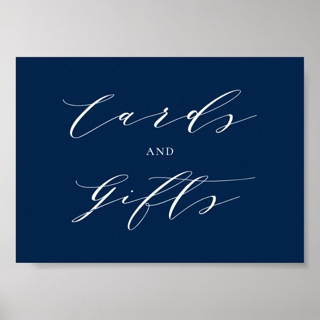 Minimalist Script Blue Wedding Cards and Gifts Poster (Front)
