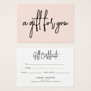 Minimalist Script Blush Pink Gift Certificate