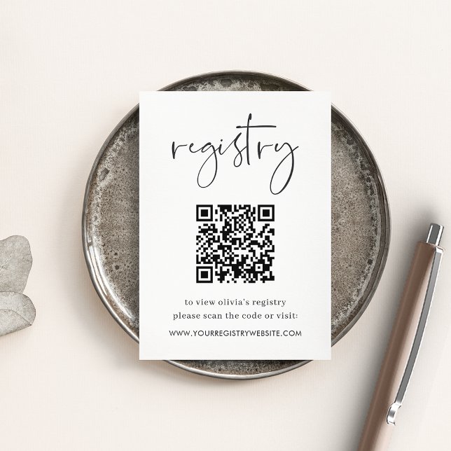 Minimalist Script Bridal or Baby Shower Registry Enclosure Card (Creator Uploaded)