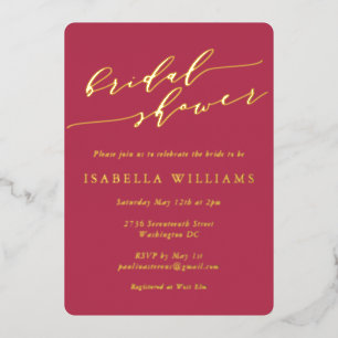 Minimalist Script Bridal Shower Magenta Gold