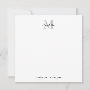 Minimalist Script Calligraphy Black Grey Monogram Card