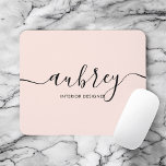 Minimalist Script Calligraphy Blush Pink Mouse Pad<br><div class="desc">Minimalist and modern mouse pad.</div>