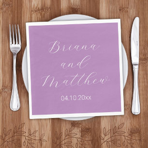 Minimalist Script Calligraphy Lavender Wedding Nap Napkin