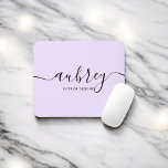 Minimalist Script Calligraphy Light Purple Mouse Mat<br><div class="desc">Minimalist and modern mouse pad.</div>