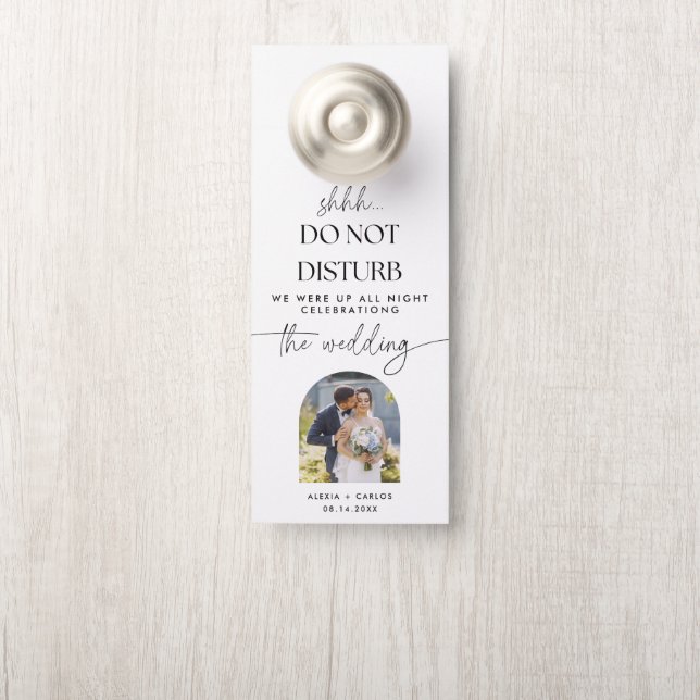 Minimalist Script Calligraphy Wedding Guest Door Hanger (On Knob)