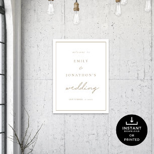 Minimalist Script Champagne Gold Welcome Wedding Poster