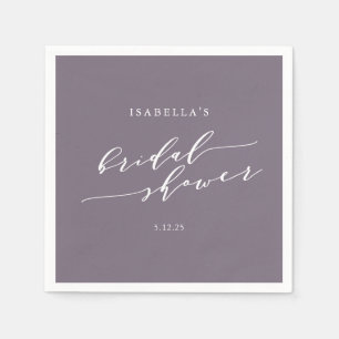 Minimalist Script Custom Bridal Shower Dark Purple Napkin