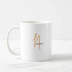 Minimalist Script   Custom Monogram and Name Coffee Mug