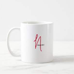 Minimalist Script   Custom Monogram and Name Coffee Mug