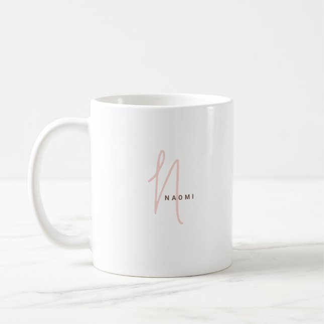 Minimalist Script | Custom Monogram and Name Coffee Mug (Left)