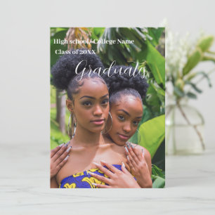  Minimalist Script Double Graduation party  Invitation