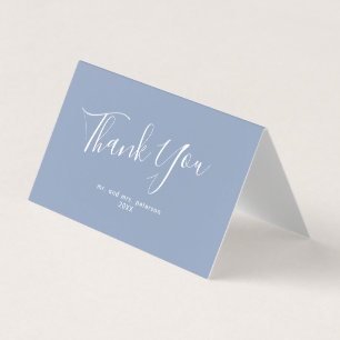 Minimalist Script Dusty Blue Wedding Thank You