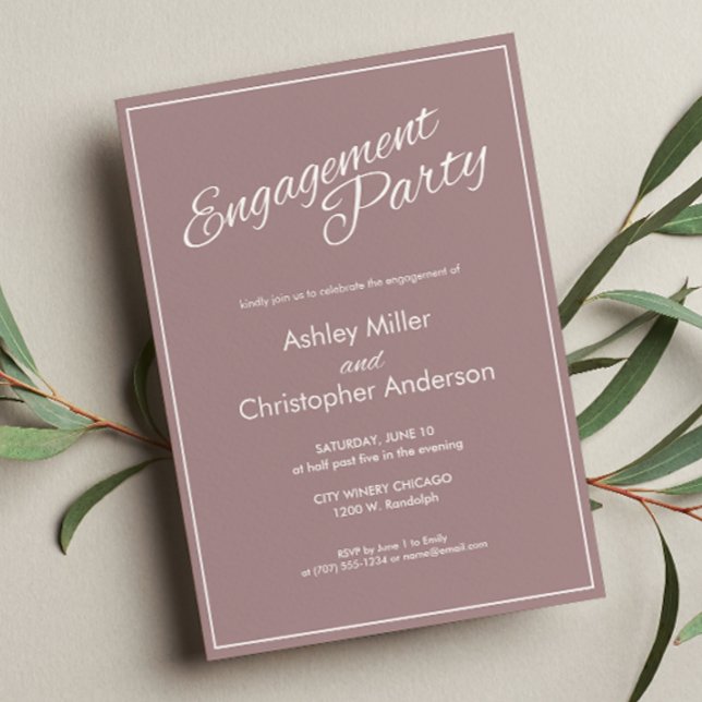 Minimalist Script Dusty Rose Engagement Party Invitation (Creator Uploaded)