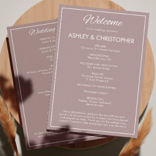 Minimalist Script Dusty Rose Wedding Programme