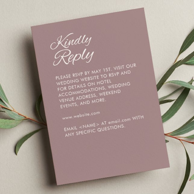 Minimalist Script Dusty Rose Wedding RSVP Card (Creator Uploaded)