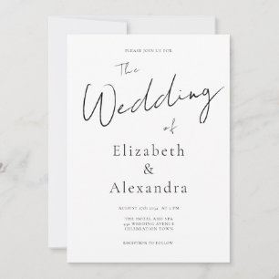 Minimalist Script Elegant QR Code Wedding Invitation