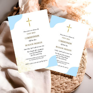 Minimalist script first holy communion invitation