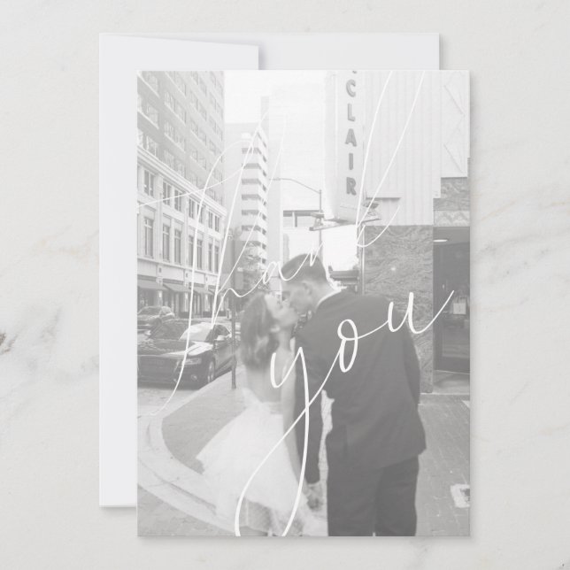 Minimalist Script Flat Photo Thank You Card (Front)
