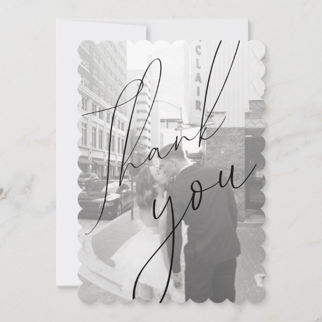 Minimalist Script Flat Photo Thank You Card (Front)